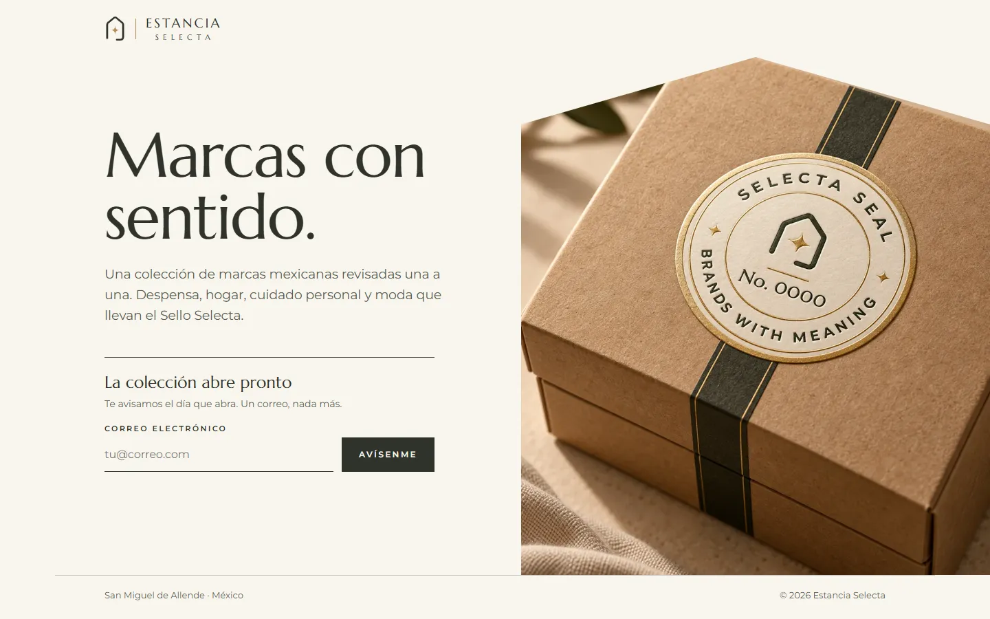 Portada de Estancia Selecta: «Marcas con sentido», con una caja con el Sello Selecta.